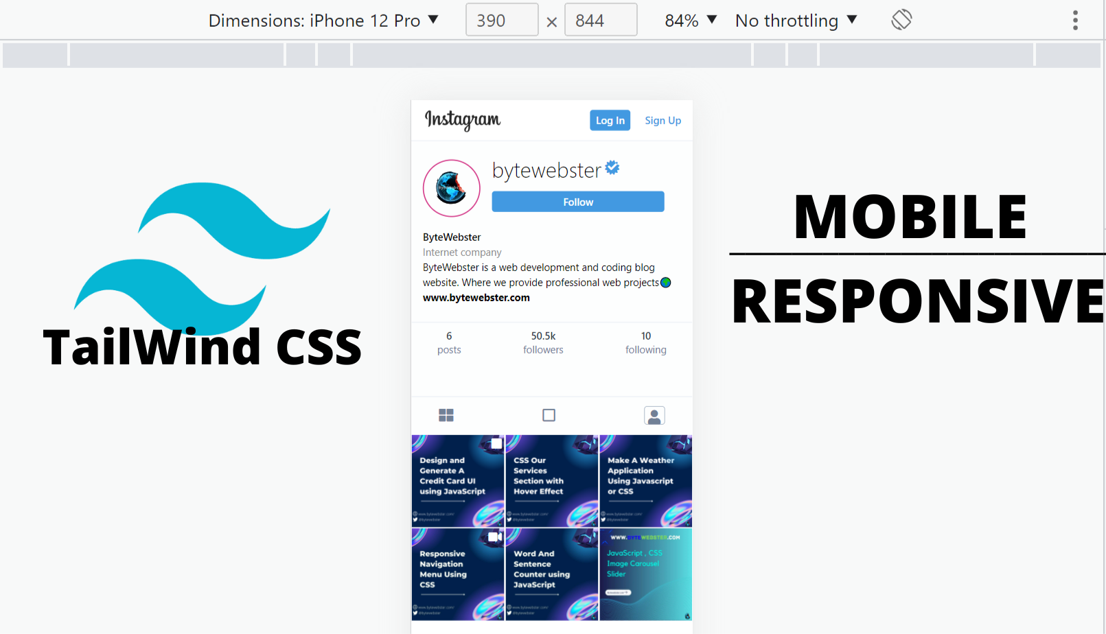 Tailwind CSS Responsive Instagram Profile Page | ByteWebster