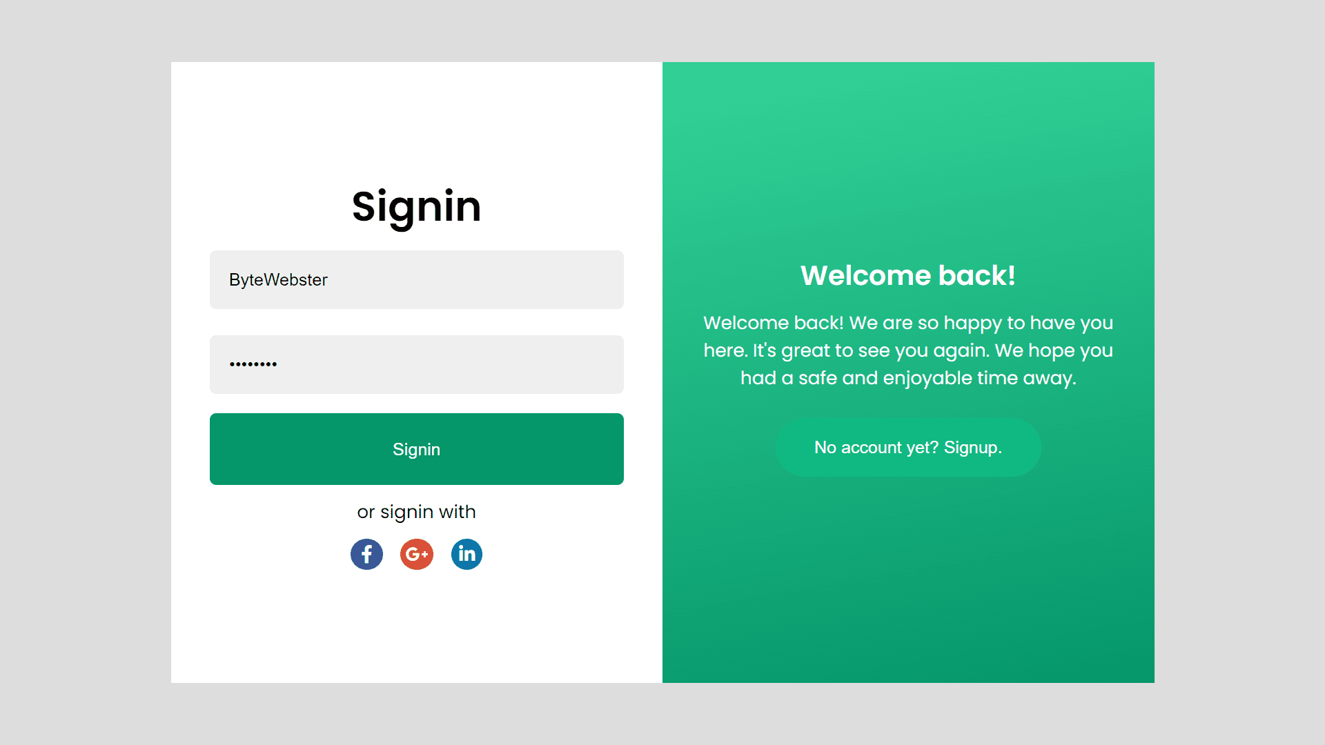 Sliding Signup and Login Form Using HTML, CSS, and JavaScript