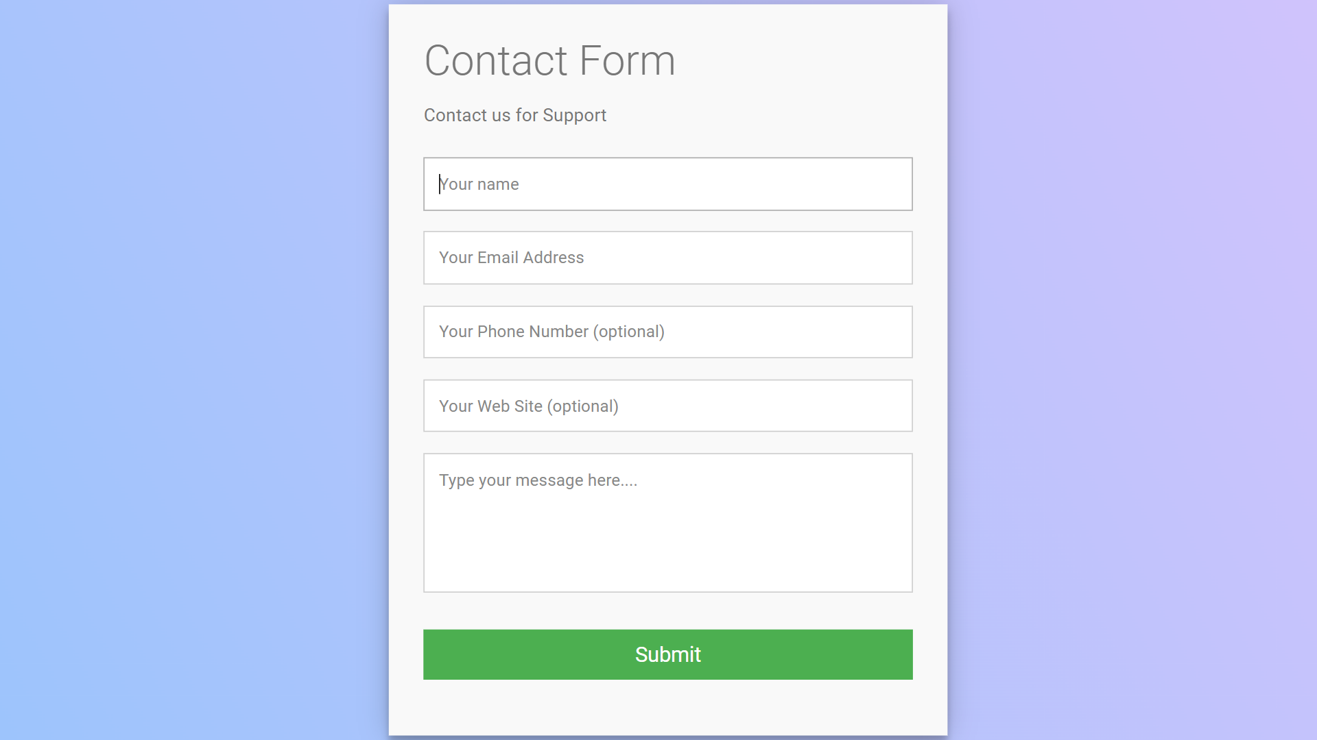 contact form form using html css form bytewebster