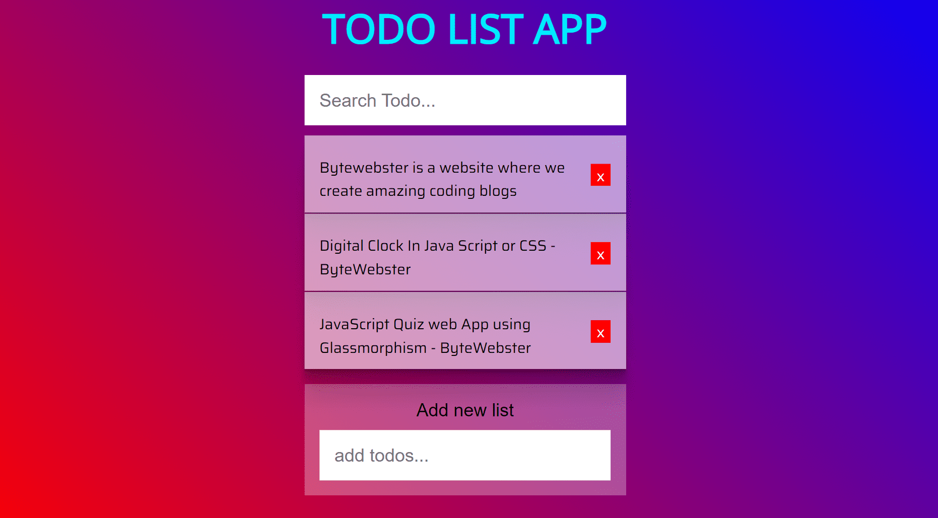 JavaScript Todo List App
